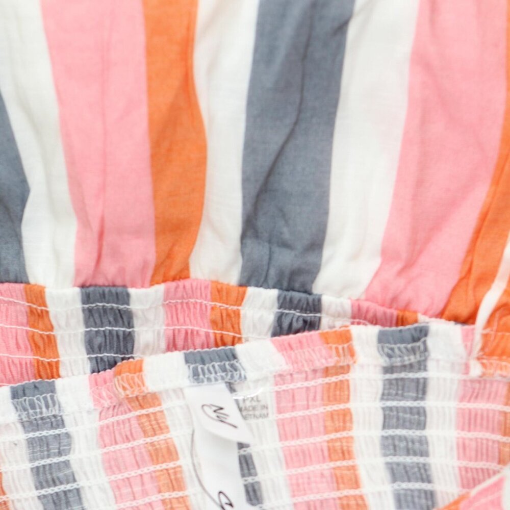NWT Ny Collection Tiered Dress with Smocked Bodice Peach Pink Stripe Multi PXL - Picture 5 of 6